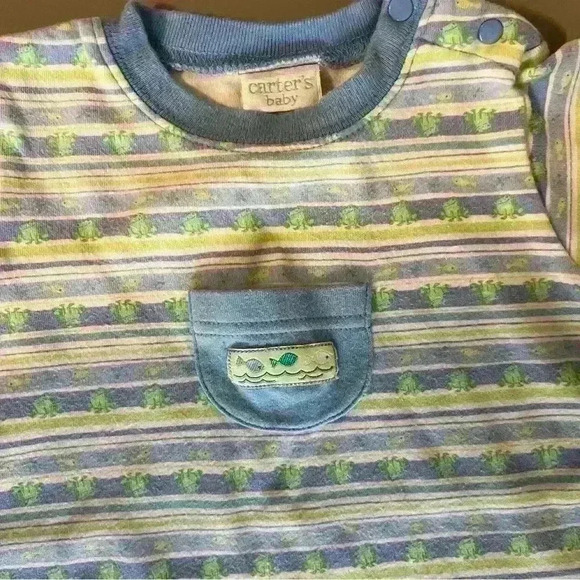 Vintage 100% cotton carters fish & frog romper. - Picture 3 of 6